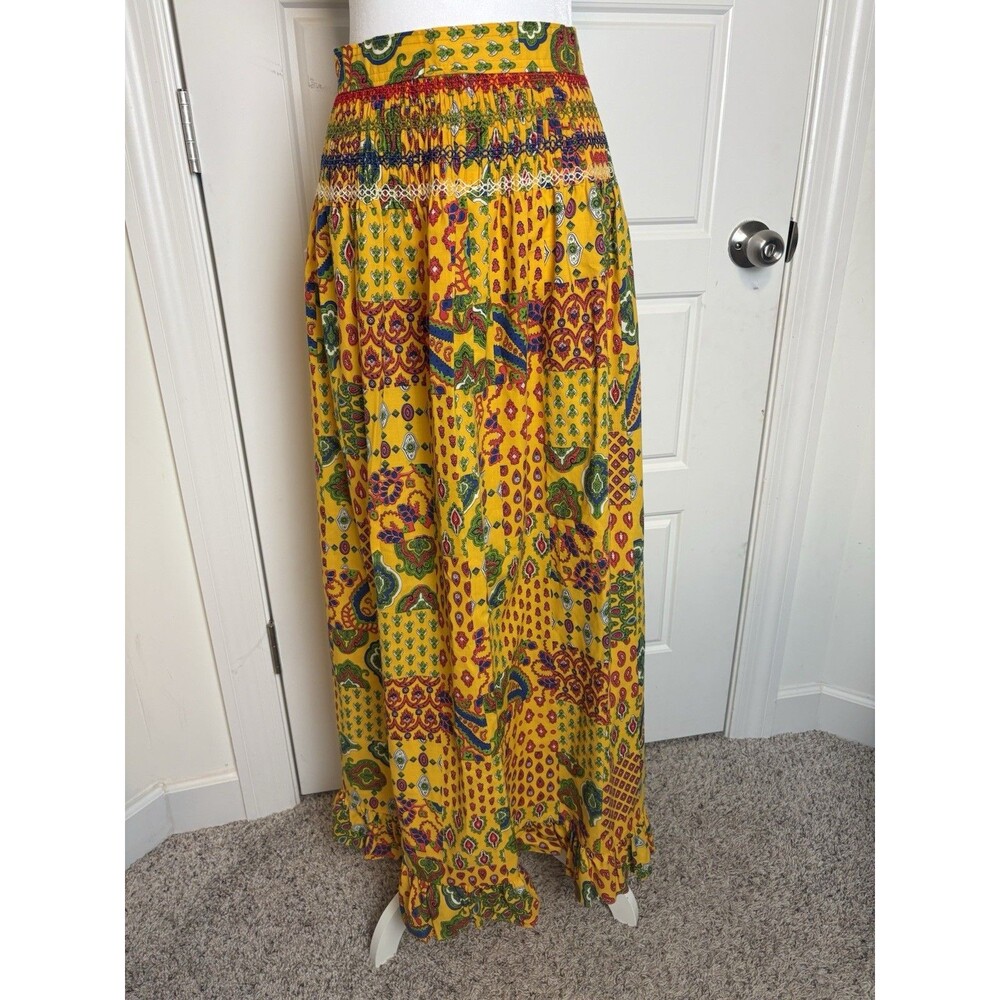 Vintage 70s Swirl with Maxine Wrap Maxi Skirt 12 Boho Paisley Prairie